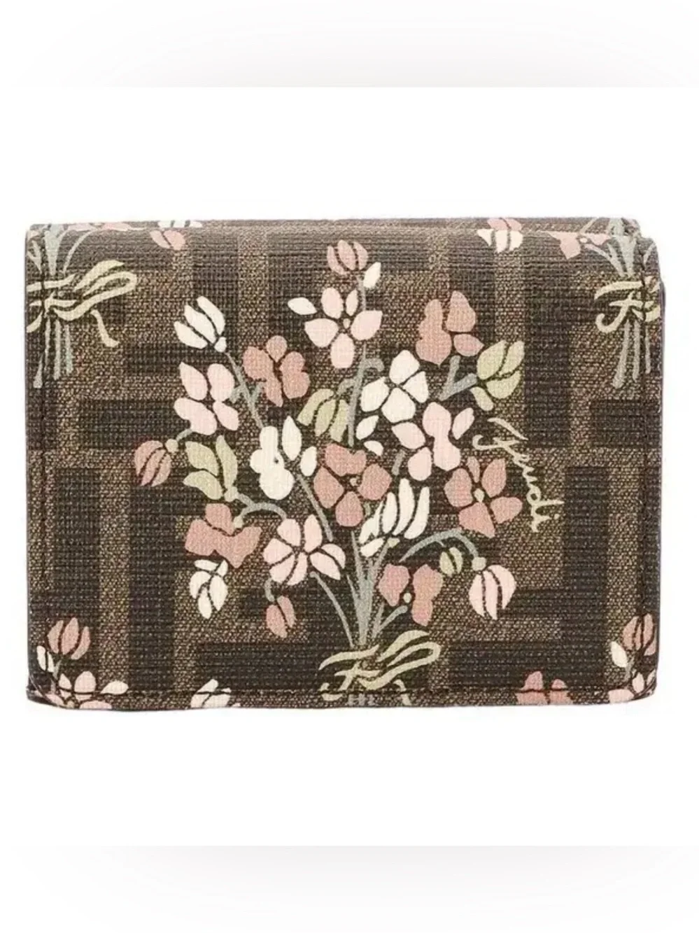 Fendi SS25 FF Tri-Fold Wallet Flower Bouquet 'Brown'